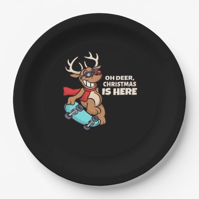 Oh Deer Christmas Celebration Holiday Design  Paper Plates (Front)