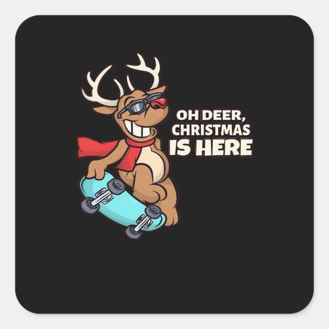Oh Deer Christmas Celebration Holiday Design  Square Sticker (Front)