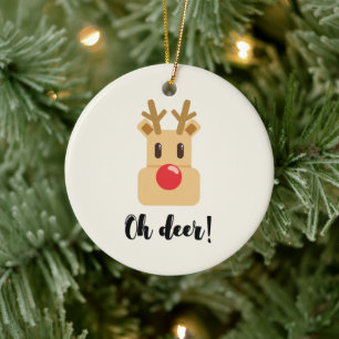 Oh Deer Christmas Ceramic Ornament