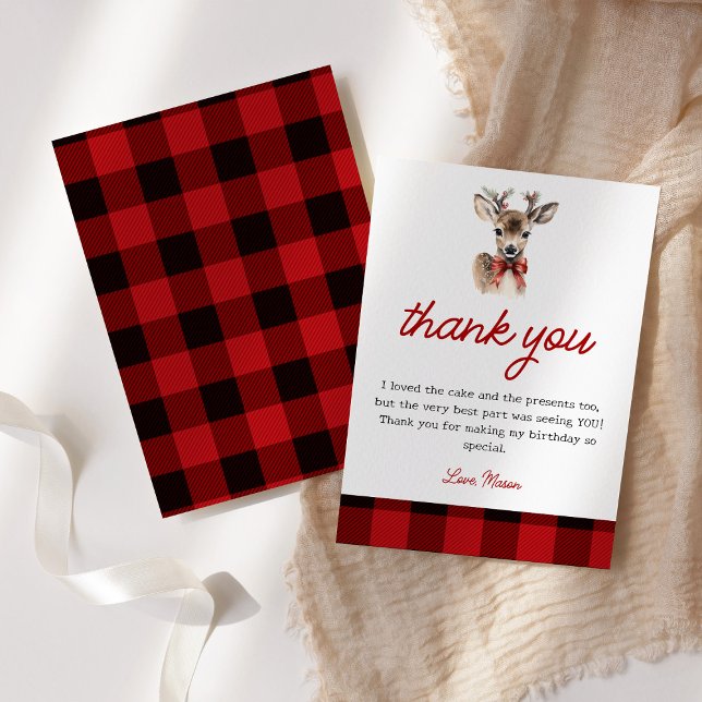 Oh Deer Christmas Deer Birthday Thank you Card (Creator Uploaded)