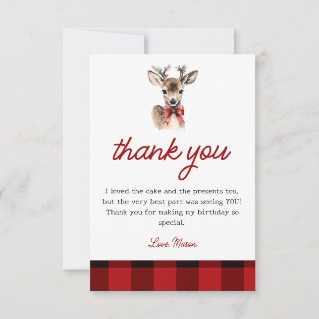 Oh Deer Christmas Deer Birthday Thank you Card (Front)