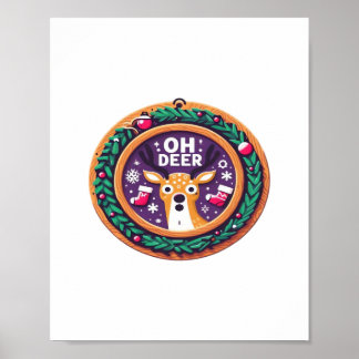Oh Deer Christmas Festive Holiday Design Poster