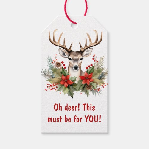 Oh Deer Christmas Floral  Gift Tags