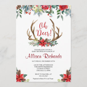 Oh Deer Christmas gender neutral baby shower Invitation