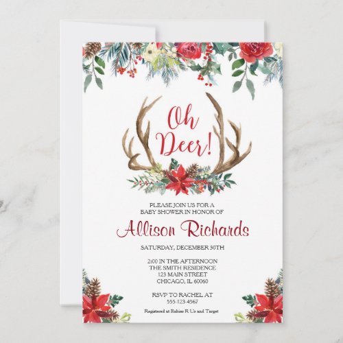 Oh Deer Christmas gender neutral baby shower Invitation