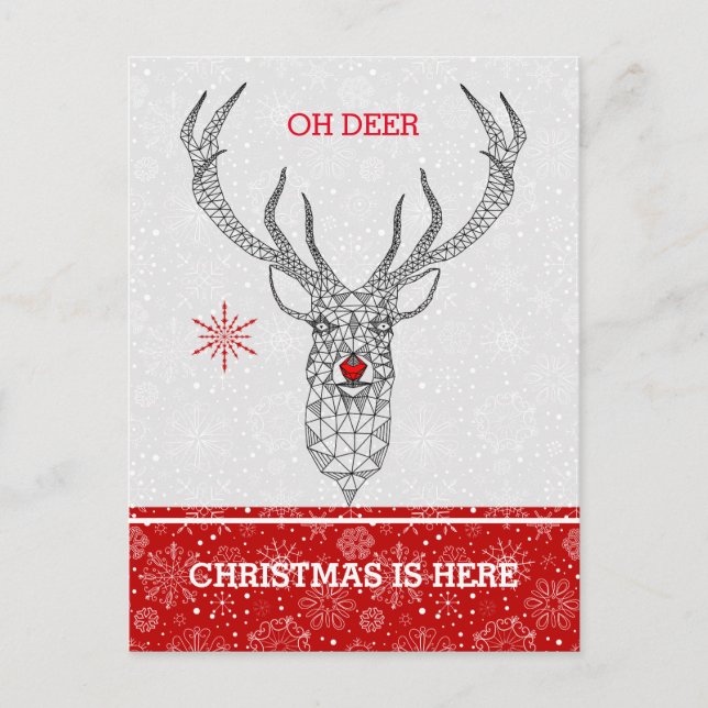 Oh deer Christmas Is Here Holiday Postcard (Front)