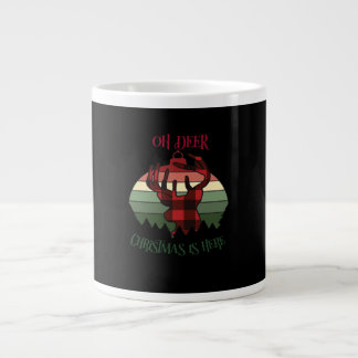 Oh Deer Christmas Is Here Joyful Aesthetic  Giant Coffee Mug