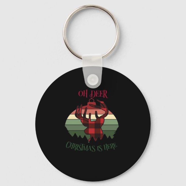 Oh Deer Christmas Is Here Joyful Aesthetic Keychain (Front)