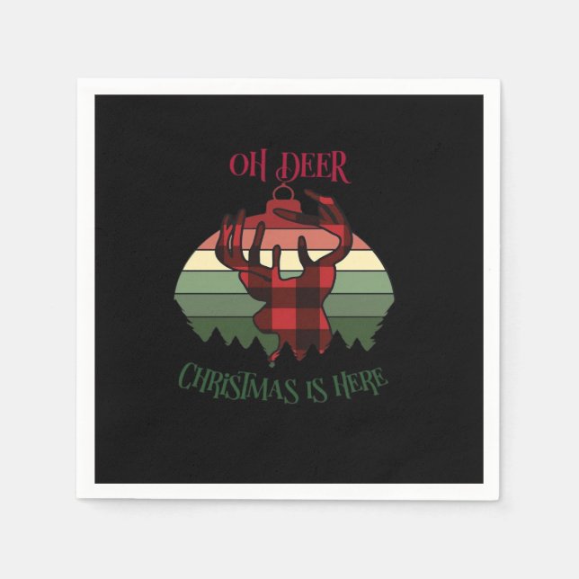 Oh Deer Christmas Is Here Joyful Aesthetic  Napkins (Front)