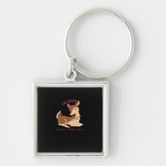Oh Deer Christmas Modern Design  Keychain (Front)