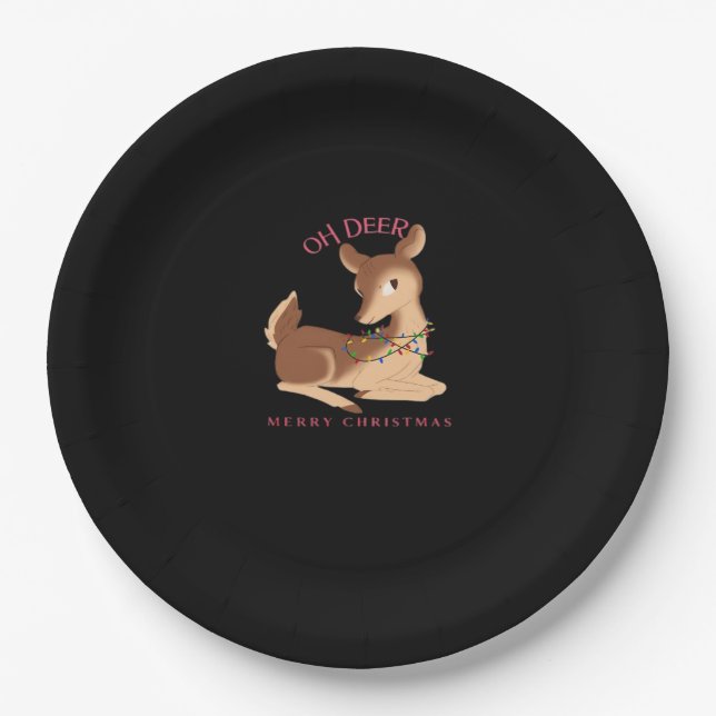 Oh Deer Christmas Modern Design  Paper Plates (Front)