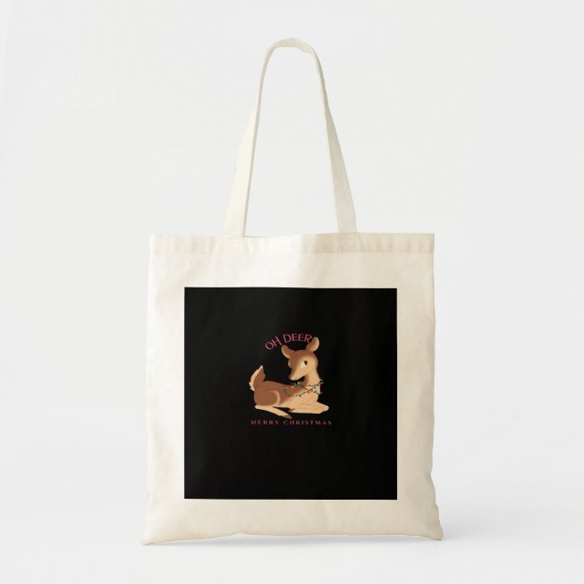 Oh Deer Christmas Modern Design Tote Bag (Front)