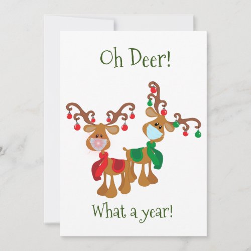 OH Deer Christmas Reindeer Face Mask 2021 Holiday Card