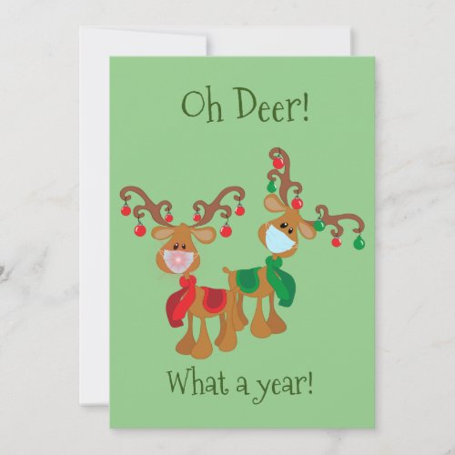 OH Deer Christmas Reindeer Face Mask 2021 Holiday Card
