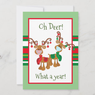 OH Deer Christmas Reindeer Face Mask 2021 Holiday Card