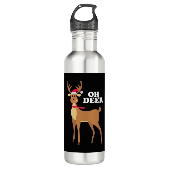 Oh Deer - christmas reindeer Stainless Steel Water Bottle (Front)
