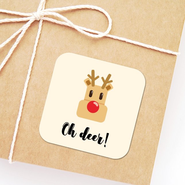 Oh Deer Christmas Square Sticker (Creator Uploaded)