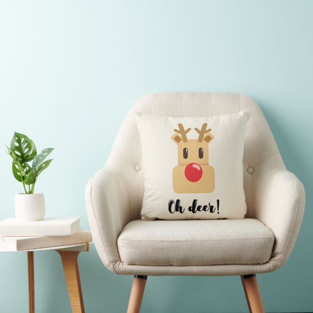 Oh Deer Christmas Throw Pillow (Chair)