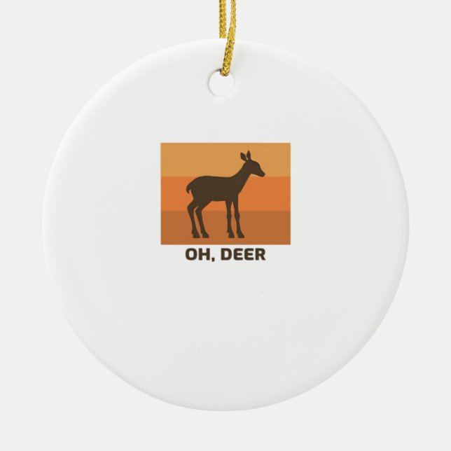 Oh Deer Classic Simple Design Ceramic Ornament (Front)