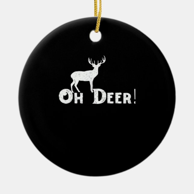 Oh Deer Clean Graphic Style Ceramic Ornament (Front)