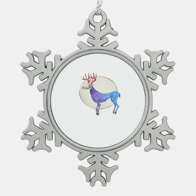 Oh Deer Clean Graphic Style  Snowflake Pewter Christmas Ornament (Front)