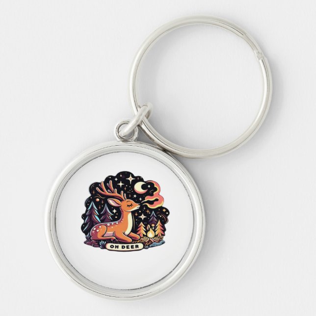 Oh Deer Contemporary Graphic Vibe  Keychain (Front)