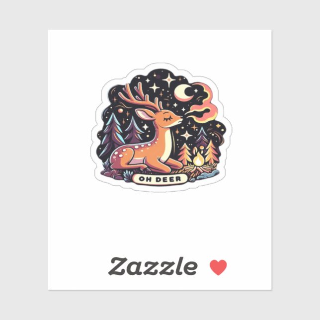 Oh Deer Contemporary Graphic Vibe  Sticker (Sheet)