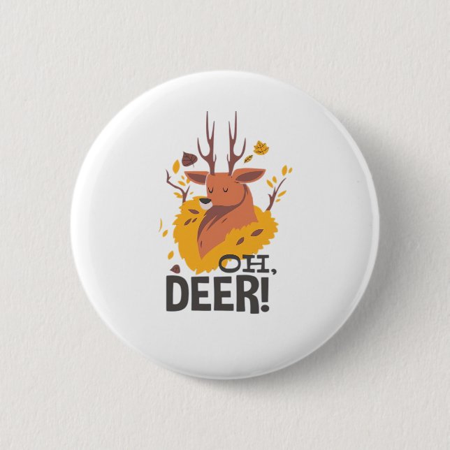 Oh Deer Contemporary Minimal Look  Button (Front)