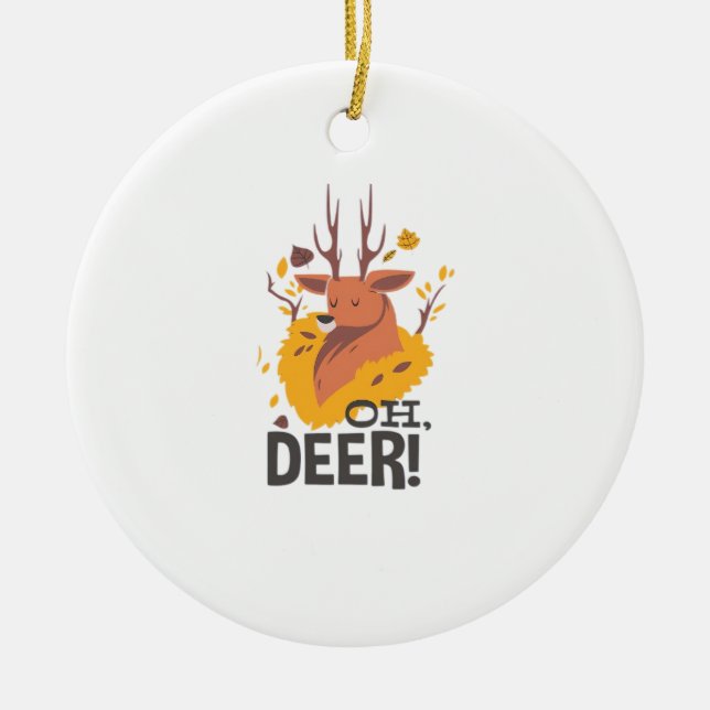 Oh Deer Contemporary Minimal Look Ceramic Ornament (Front)