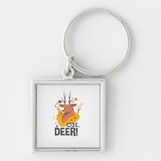 Oh Deer Contemporary Minimal Look  Keychain (Front)