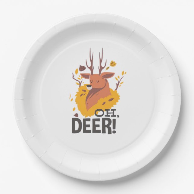 Oh Deer Contemporary Minimal Look  Paper Plates (Front)