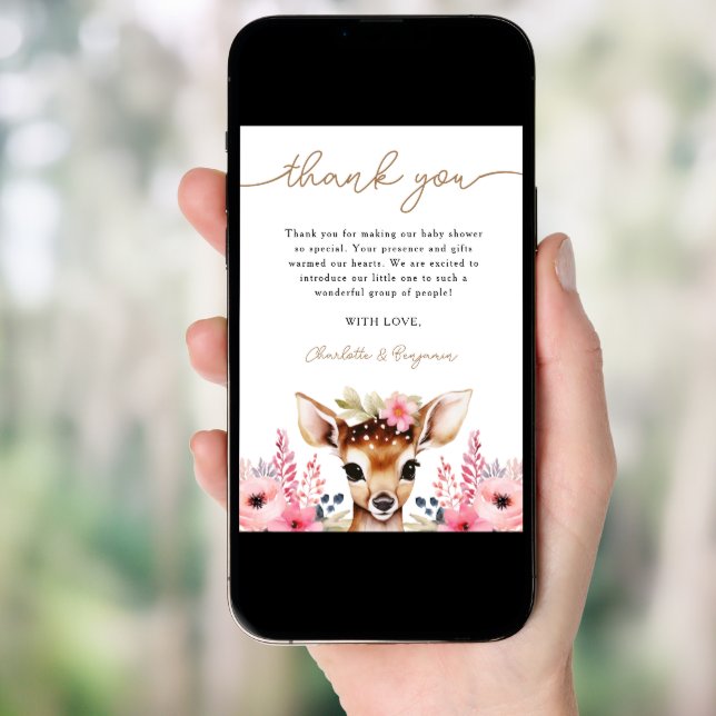Oh Deer Cute Baby Shower Thank You Card (Front Digital)
