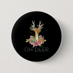Oh Deer Cute Colorful Deer Minimal Design Button