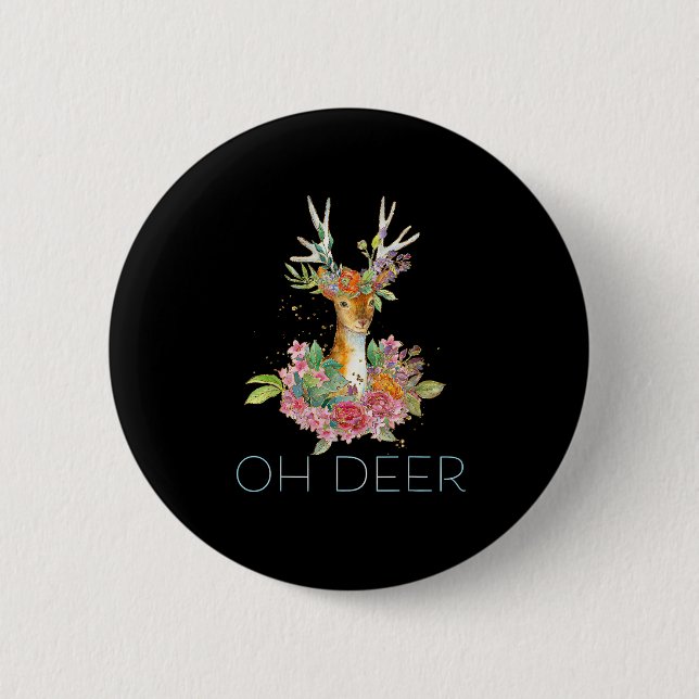 Oh Deer Cute Colorful Deer Minimal Design  Button (Front)