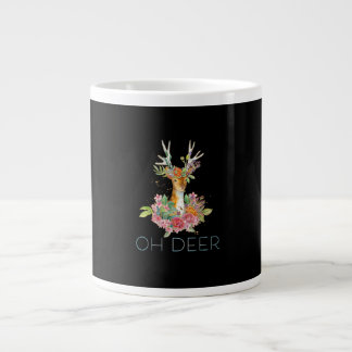 Oh Deer Cute Colorful Deer Minimal Design Giant Coffee Mug