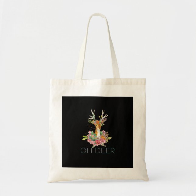 Oh Deer Cute Colorful Deer Minimal Design Tote Bag (Front)