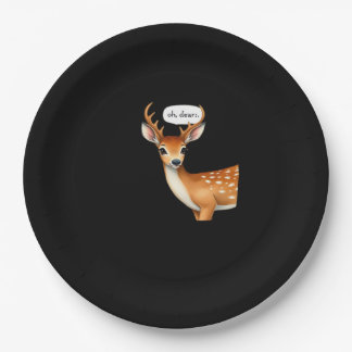 Oh Deer Cute Punny Deer Saying Whimsical Quote Paper Plates