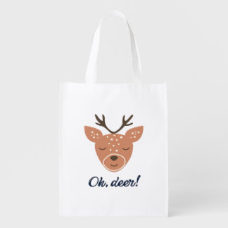 Oh Deer Deer Love Save The Deer Creative Design Grocery Bag
