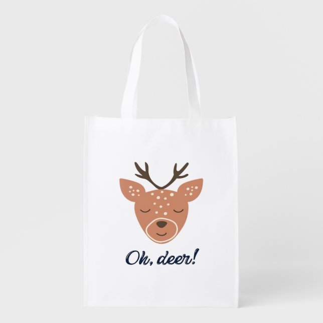 Oh Deer Deer Love Save The Deer Creative Design Grocery Bag (Front)