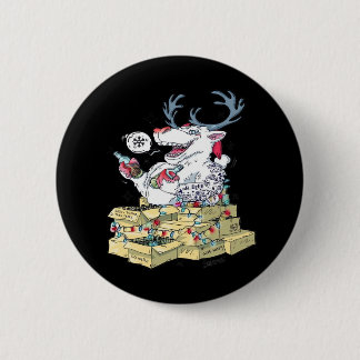 Oh Deer Drunk Reindeer Celebrating Christmas Festi Button