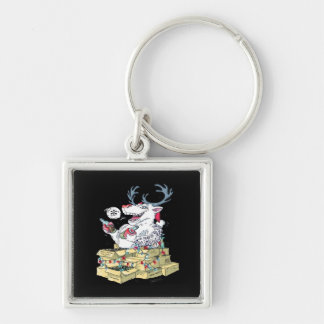 Oh Deer Drunk Reindeer Celebrating Christmas Festi Keychain
