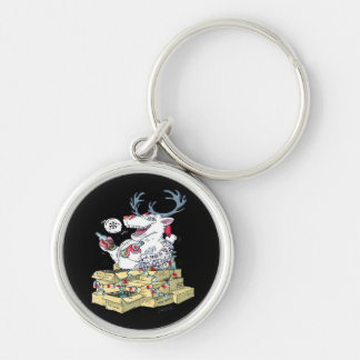 Oh Deer Drunk Reindeer Celebrating Christmas Festi Keychain