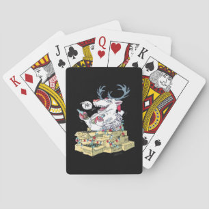 Oh Deer Drunk Reindeer Celebrating Christmas Festi Poker Cards