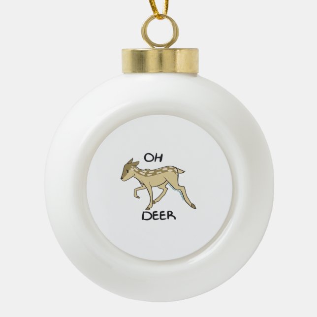 Oh Deer Elegant Timeless Style  Ceramic Ball Christmas Ornament (Front)