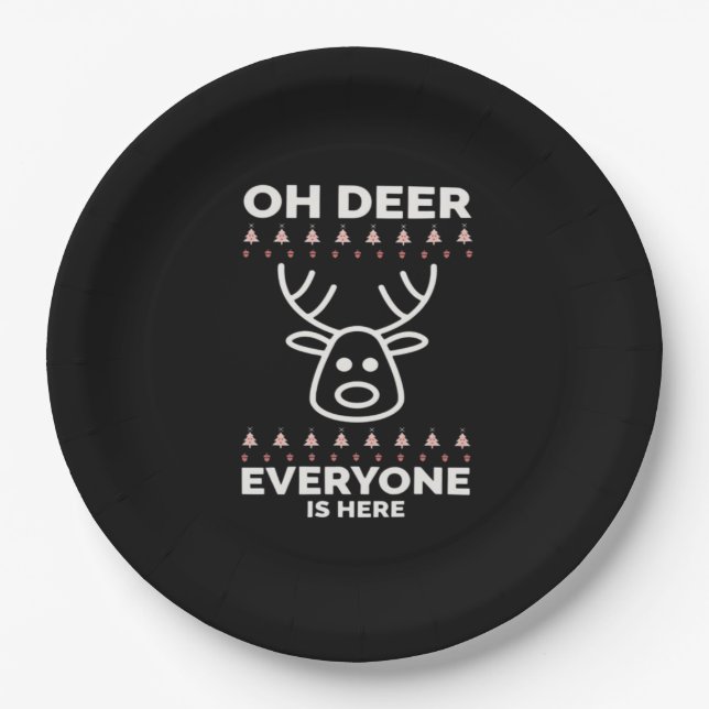 Oh Deer Everyone Is Here Modern Style  Paper Plates (Front)