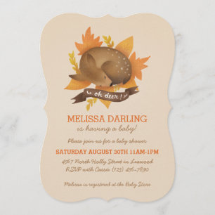 "Oh deer!" Fall Woodland Themed Baby Shower Invitation