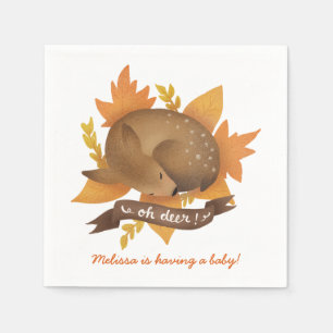 Oh deer! Fall Woodland Themed Neutral Baby Shower Paper Napkins