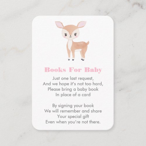 Oh Deer Fawn Bring A Book For Girl Baby Shower Enclosure Card