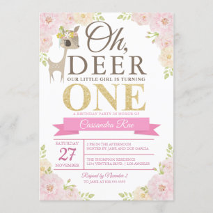 Oh Deer! First Birthday Invitation