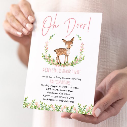 Oh Deer Floral Baby Shower Invite